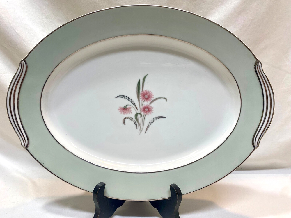 Noritake Porcelain China Regina w/Platinum Large Platter 13.5"x10"